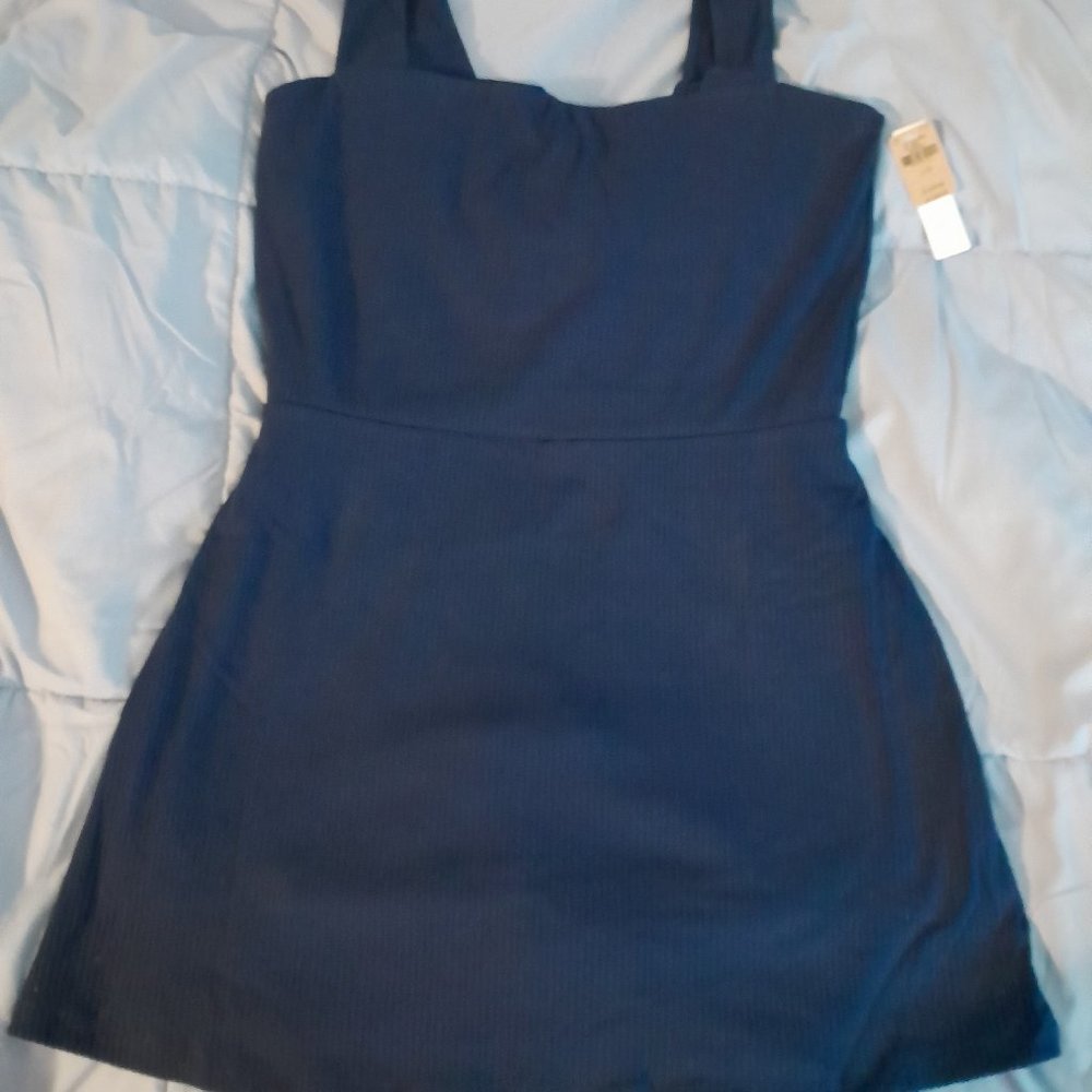 PINK Ribbed Square Neck Active Dress